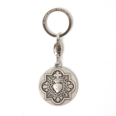 Silver Sacred Heart Keychain