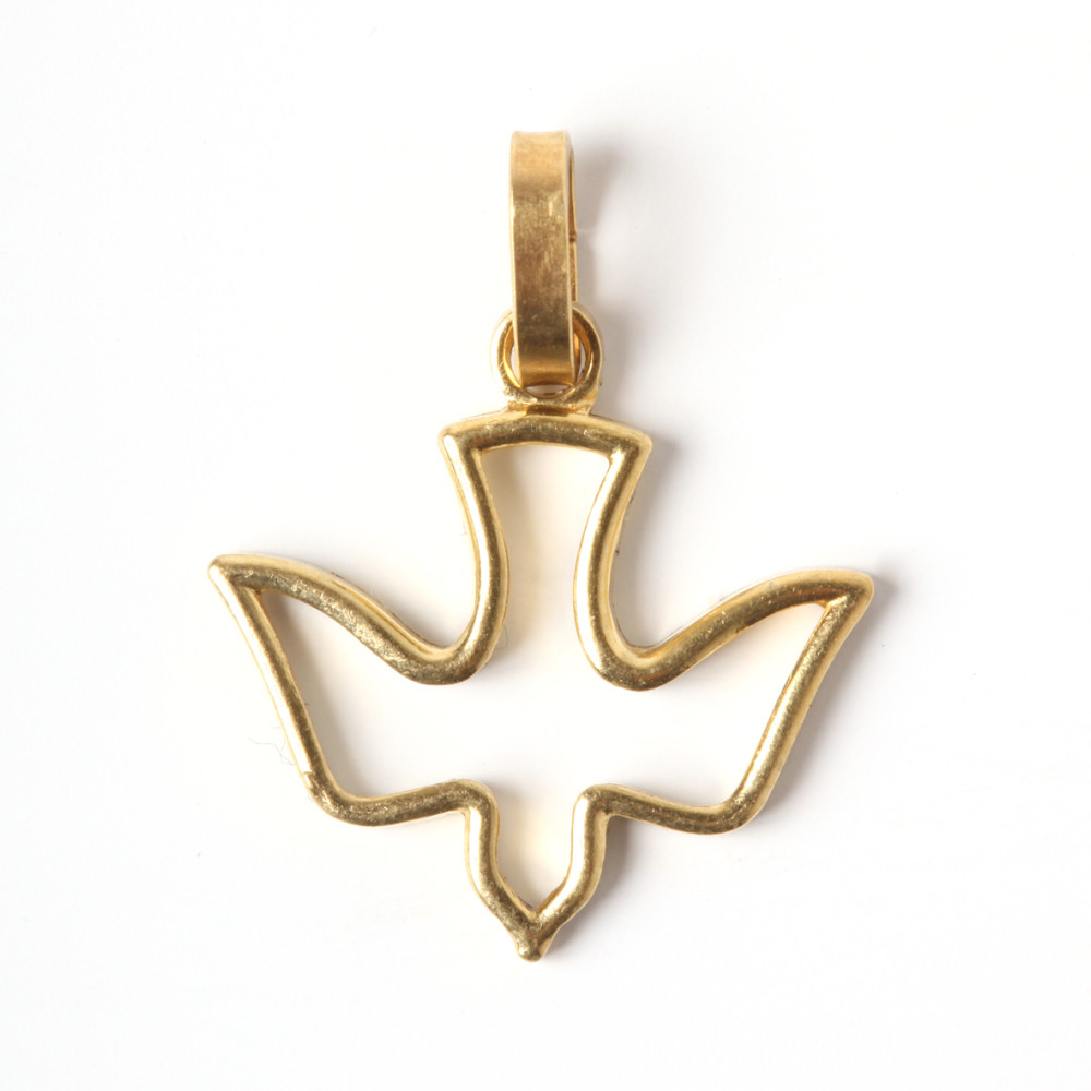 Médaille Colombe Du Saint-Esprit Dorée Et Ivoire 18 Mm – Symbole De Paix Et Foi Chrétienne En Laiton, Idéale Pour Baptême, Communion, Confirmation