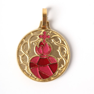 medal sacred heart gold red
