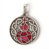 Médaille pendentif Cœur Sacré rouge argenté motif vitrail Sacré-Coeur de Montmartre