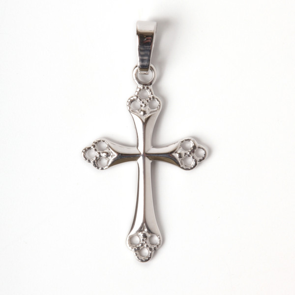 Silvered Cross Pendant 2 cm