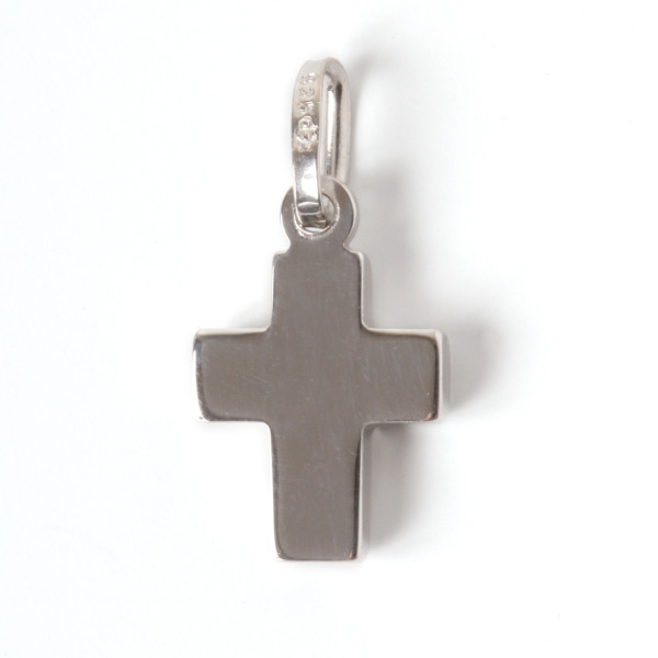 Silvered Flat Cross Pendant 1,3 cm