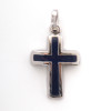 Silvered Cross Blue Pendant 1,8 cm