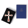 Croix en bronze blanche et rouge 10 cm