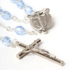 Elegant Silver Rosary with Blue Glass Beads