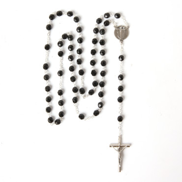 Silver Rosary with Black Glass Beads Sacre cœur de Montmartre