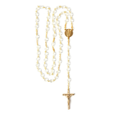 Golden Rosary with White Glass Beads Sacre cœur de Montmartre