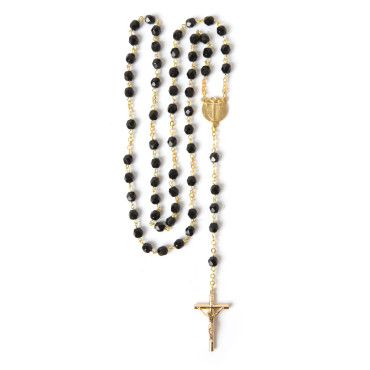 Golden Rosary with Black Glass Beads Sacre cœur de Montmartre