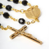 Elegant Golden Rosary with Black Glass Beads