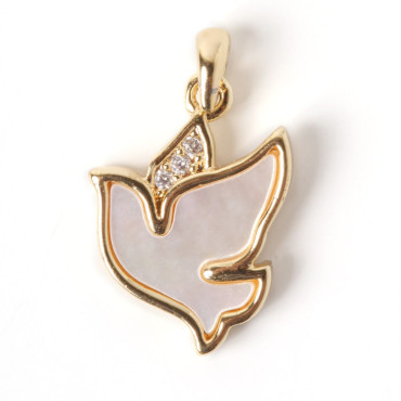 Golded Dove Pendant with Mother of Pearl