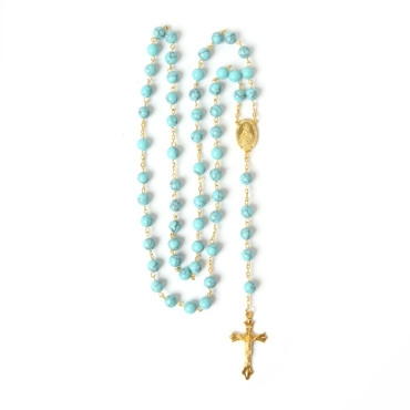 Golded Rosary with Turquoise Beads
