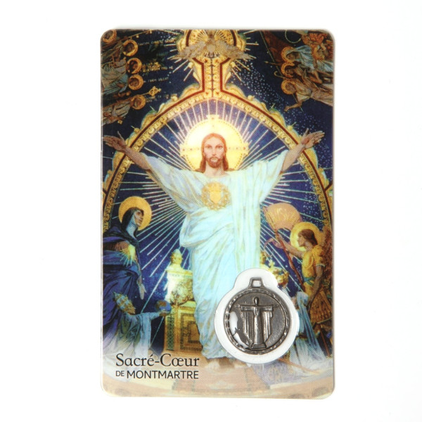 Sacred Heart Christ Prayer Card in French