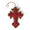 Red velvet cross with beads