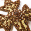 Golden velvet cross with beads