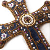 Dark blue velvet cross with beads