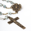 Antique Sacred Heart Rosary light blue
