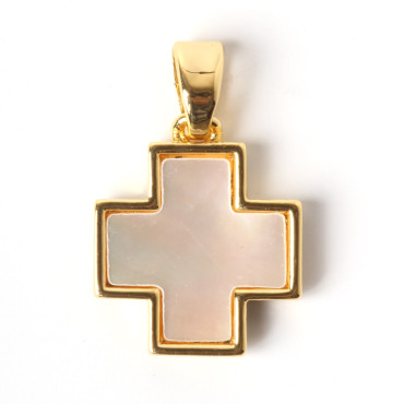 Golded Cross Pendant with Mother of Pearl
