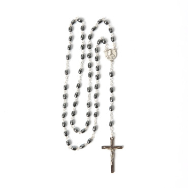 Hematite Rosary, Sacred Heart