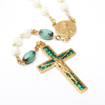 Pearl Rosary 5mm, Venetian Pater Turquoise.