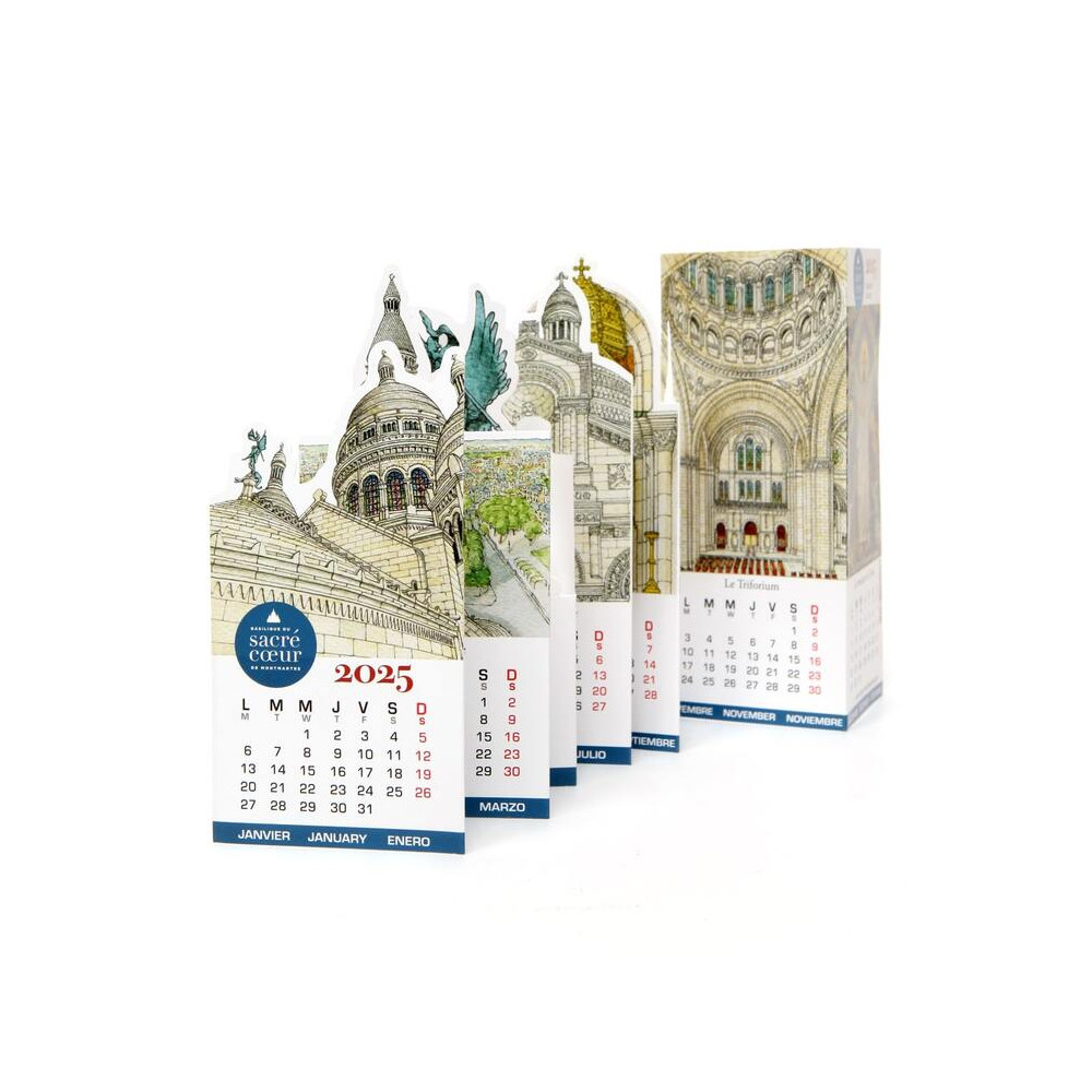 2025 PopUp Foldable Pocket Calendar, Sacré Coeur de Montmartre.