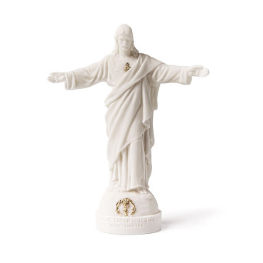 Christ 25cm Alabaster Statue Sacred Heart of the Family with Gold Leaf Detail sacré-Coeur de Montmartre