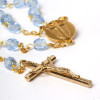 Elegant Golden Rosary with Blue Glass Beads