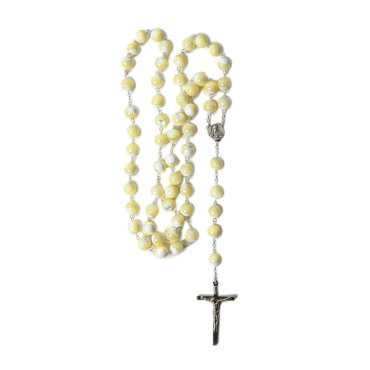 Pearl Rosary 9 mm, Sacred Heart