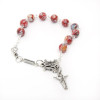 Red and green painted glass bead Christ bracelet