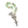 Green and blue painted glass bead Christ bracelet