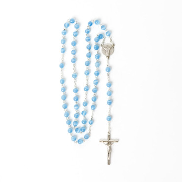 Light blue silvered cat's eye rosary