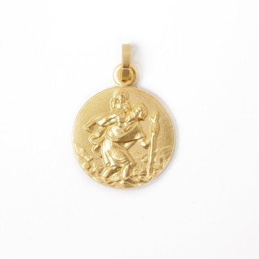 Gold Saint Christopher Medal 18mm Basilique du Sacré-Coeur