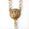 Sacred Heart rosary golden beads transparent red glass beads and a cross